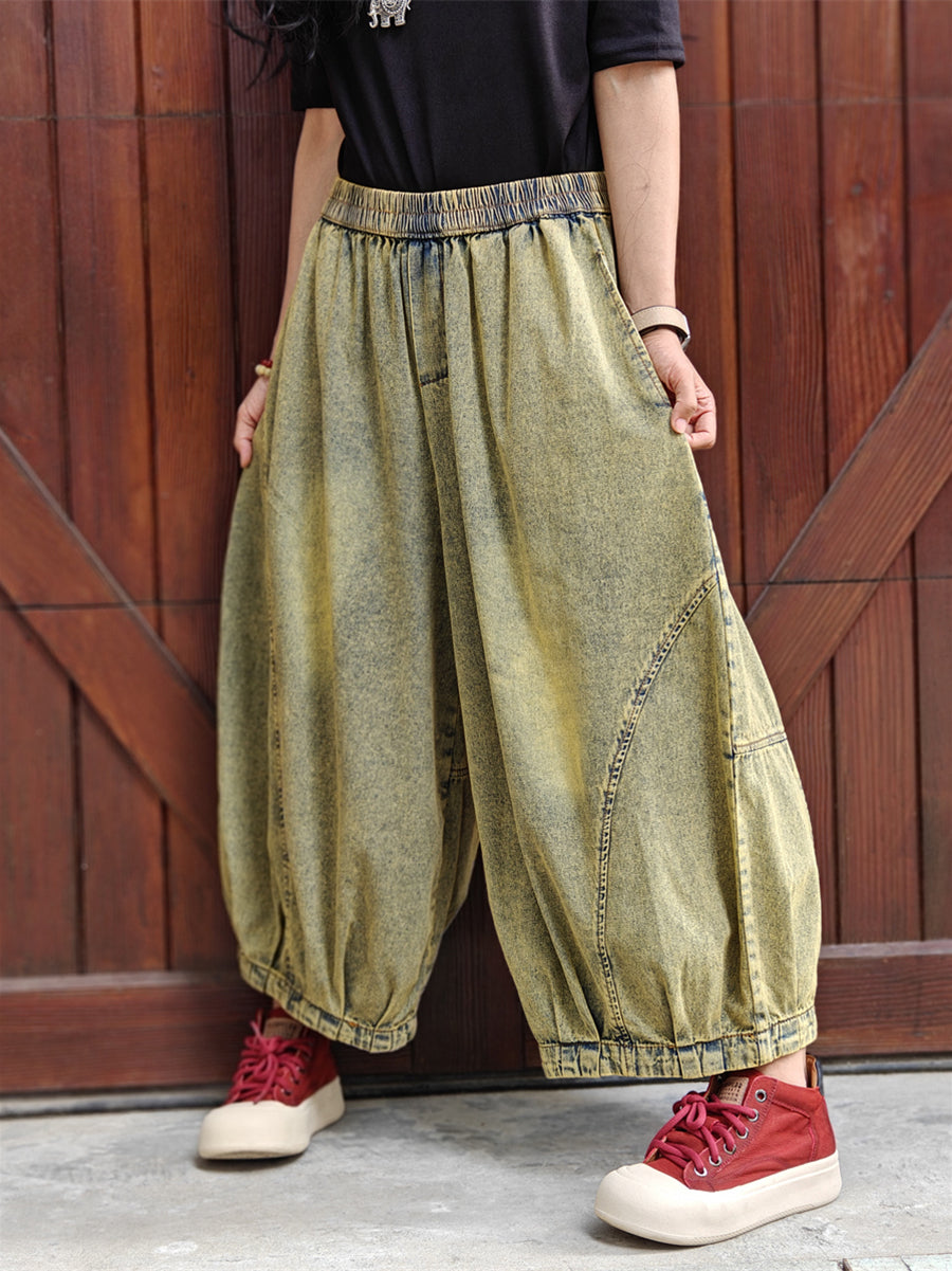 Women Summer Retro Washed Denim Harem Pants WE1040 Ada Fashion