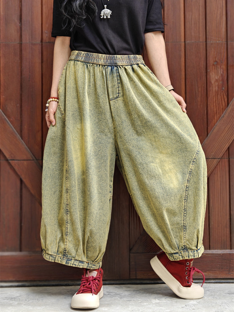 Women Summer Retro Washed Denim Harem Pants WE1040 Ada Fashion