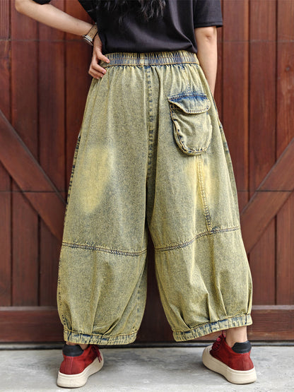 Women Summer Retro Washed Denim Harem Pants WE1040 Ada Fashion