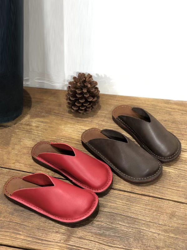 Women Summer Soft Solid Leather Flat Slippers WE1012 Ada Fashion