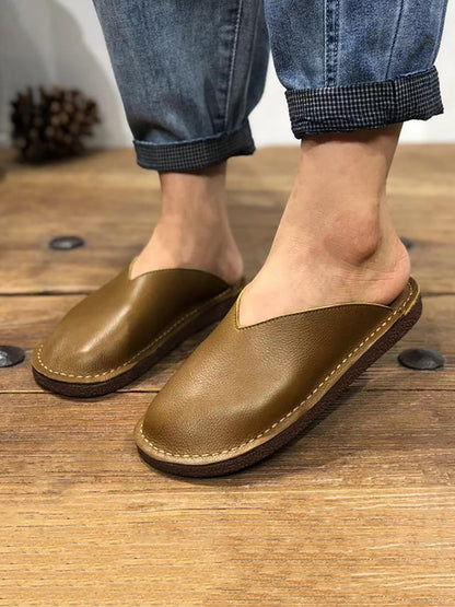 Women Summer Soft Solid Leather Flat Slippers WE1012 Ada Fashion