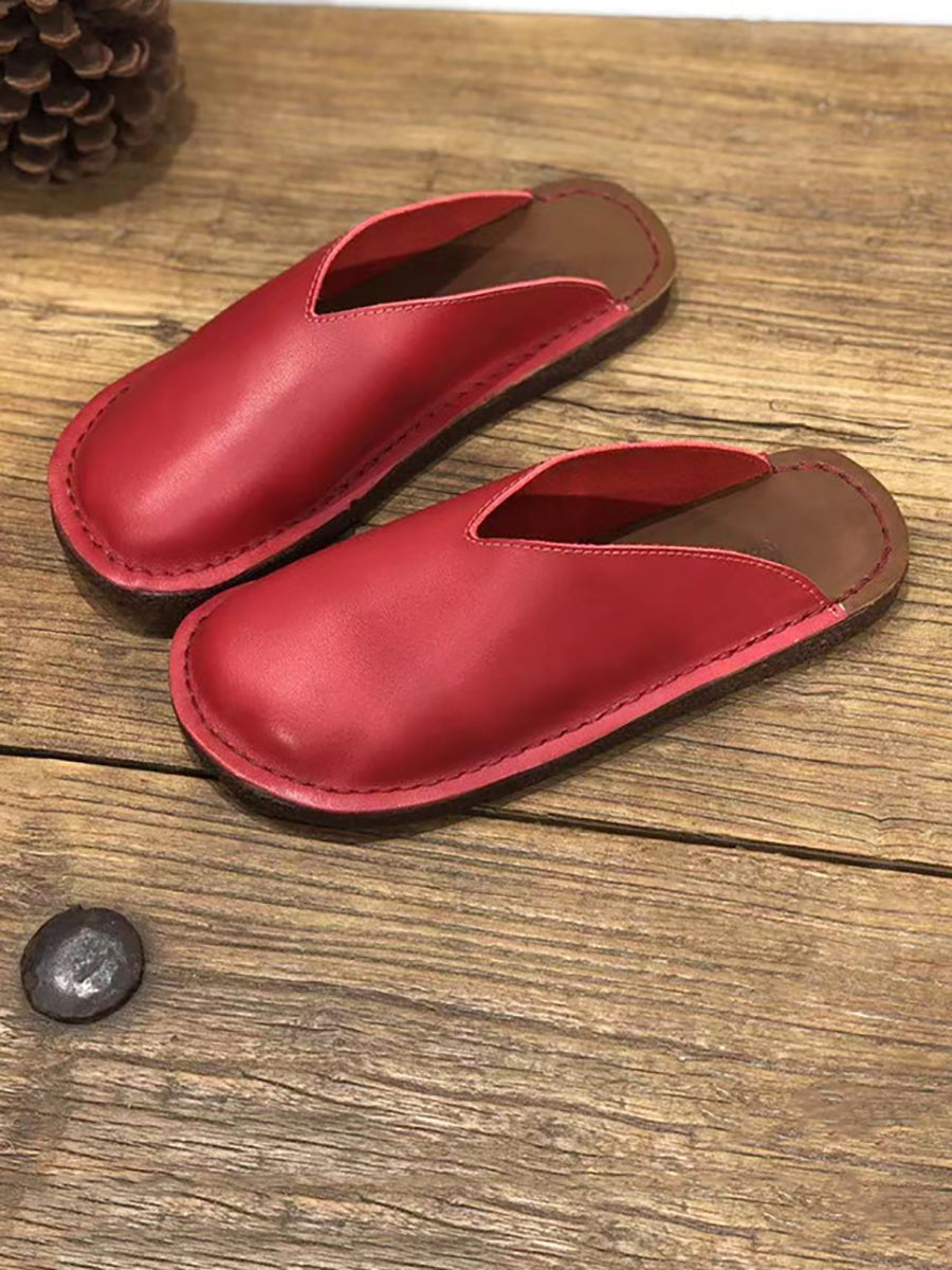 Women Summer Soft Solid Leather Flat Slippers WE1012 Ada Fashion