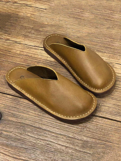 Women Summer Soft Solid Leather Flat Slippers WE1012 Ada Fashion