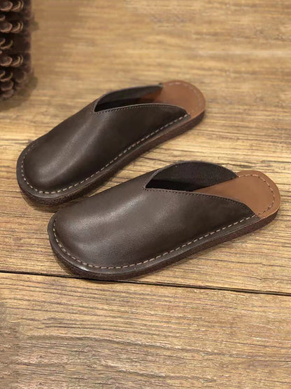 Women Summer Soft Solid Leather Flat Slippers WE1012 Ada Fashion