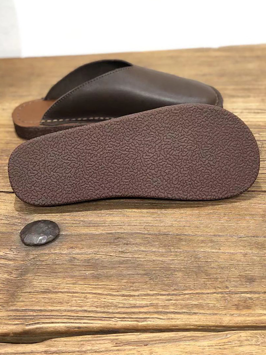 Women Summer Soft Solid Leather Flat Slippers WE1012 Ada Fashion