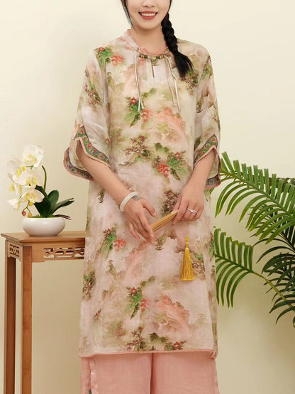 Women Summer Floral Ethnic Embroidery Ramie Shirt WE1015 Ada Fashion