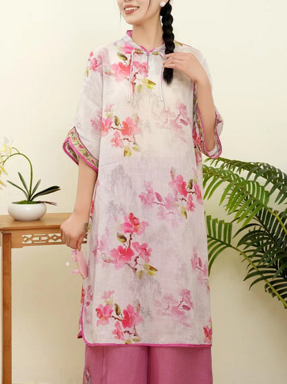 Women Summer Floral Ethnic Embroidery Ramie Shirt WE1015 Ada Fashion