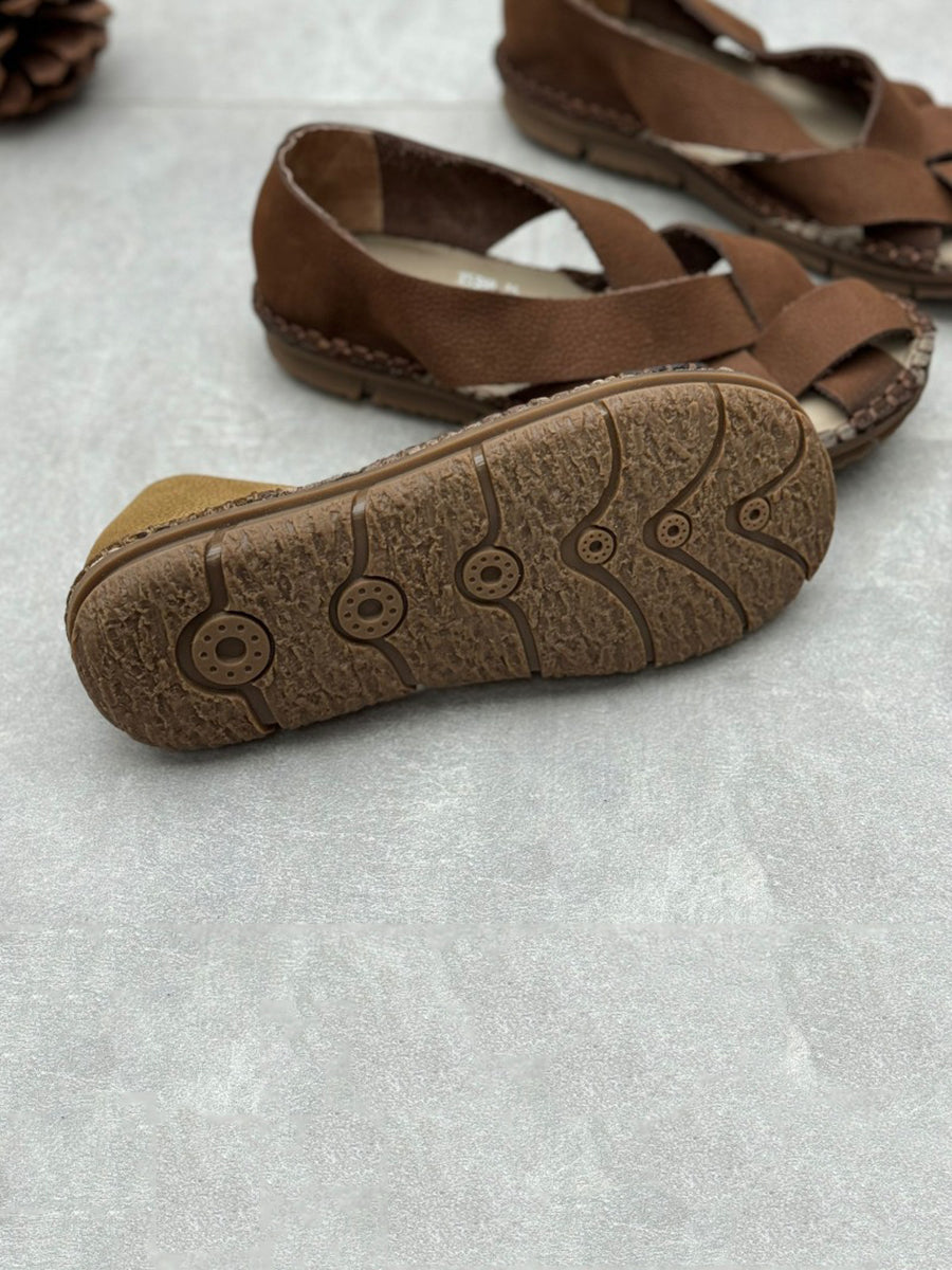 Women Summer Casual Leather Weaven Flat Shoes WE1020 Ada Fashion