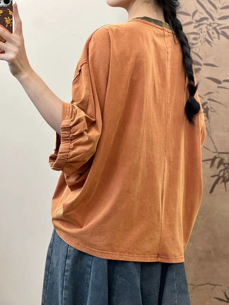 Women Summer Loose Spliced Cotton Pullover Shirt TY1050 Ada Fashion