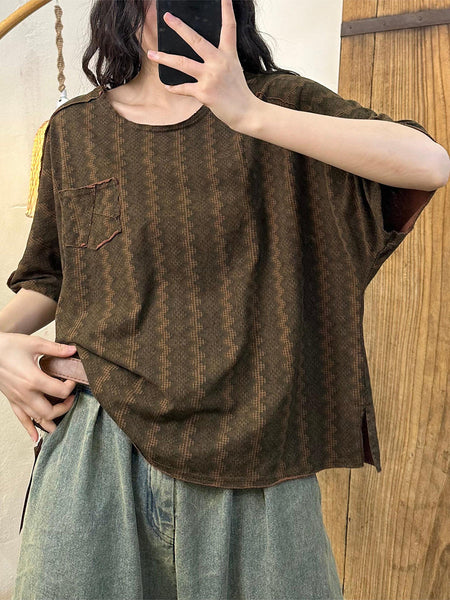 Women Summer Retro Flower Spliced Cotton Shirt TY1001 Ada Fashion