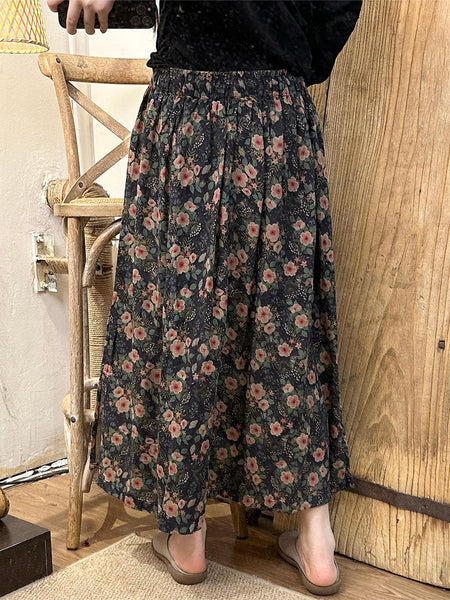Women Summer Vintage Flower Dual-layer Cotton Skirt TY1005 Ada Fashion