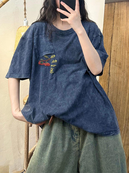 Women Summer Casual Embroidery Cotton Loose Shirt TY1015 Ada Fashion