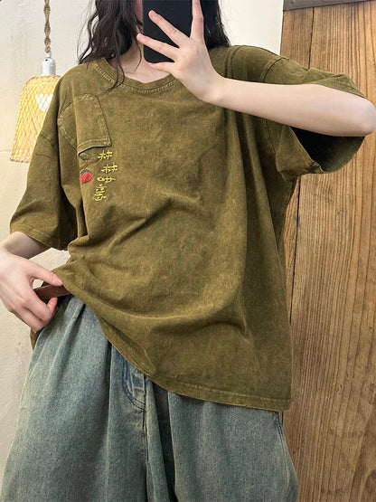 Women Summer Casual Embroidery Cotton Loose Shirt TY1015 Ada Fashion