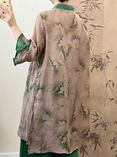 Women Summer Ethnic Flower Embroidery Ramie Shirt UI1006 Ada Fashion