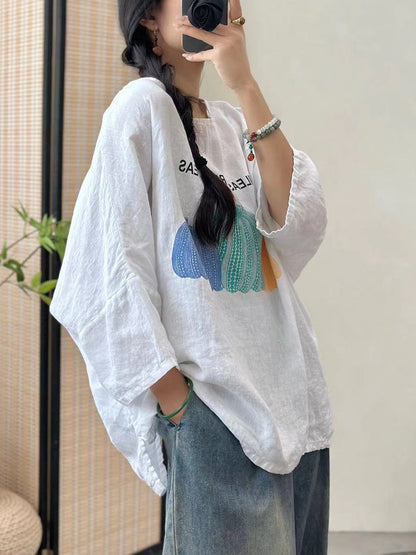 Women Summer Casual Pumpkin Print O-Neck Cotton Shirt IO1006 Ada Fashion