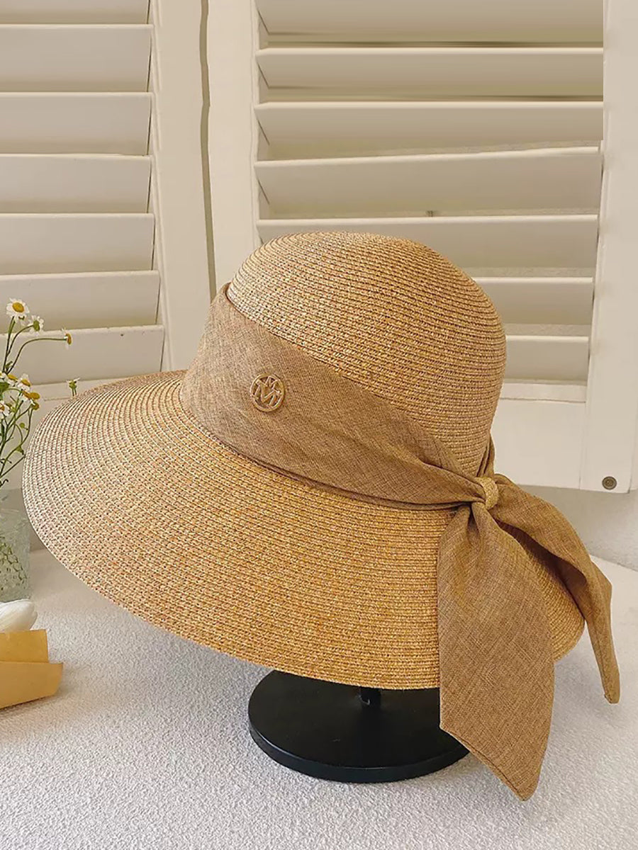 Women Summer Straw Colorblock Sunproof Travel Hat IO1025 Ada Fashion