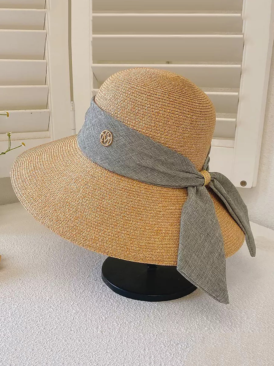 Women Summer Straw Colorblock Sunproof Travel Hat IO1025 Ada Fashion