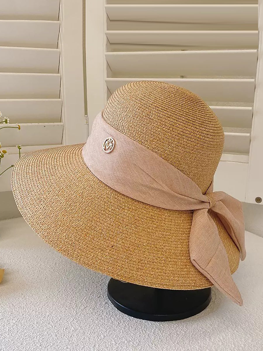 Women Summer Straw Colorblock Sunproof Travel Hat IO1025 Ada Fashion