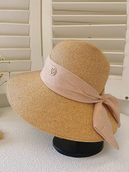 Women Summer Straw Colorblock Sunproof Travel Hat IO1025 Ada Fashion