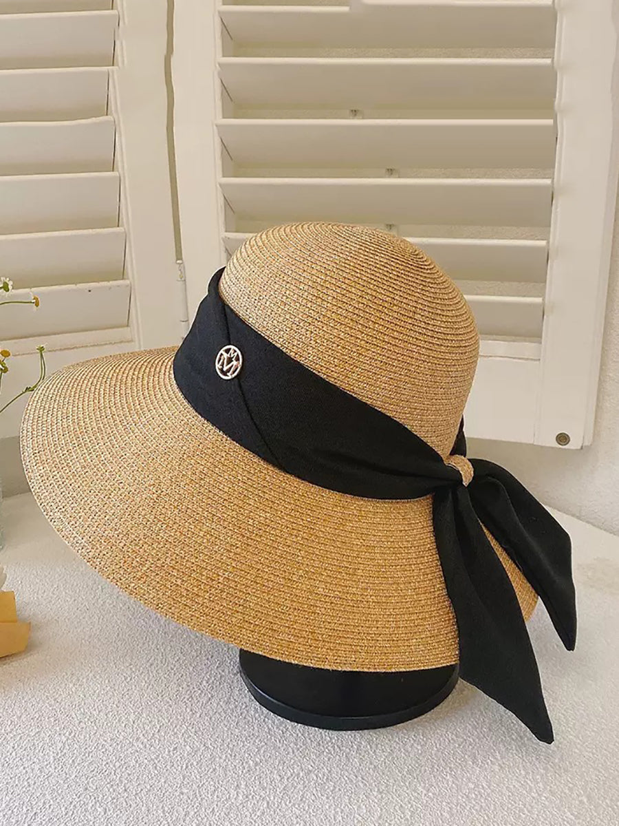 Women Summer Straw Colorblock Sunproof Travel Hat IO1025 Ada Fashion