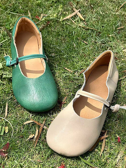 Women Summer Casual Solid Soft Leather Flat Shoes AS1014 Ada Fashion