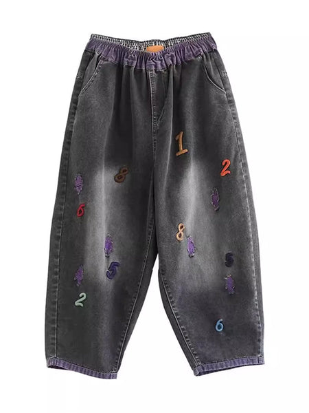 Women Summer Casual Embroidery Denim Pants AS1048 Ada Fashion