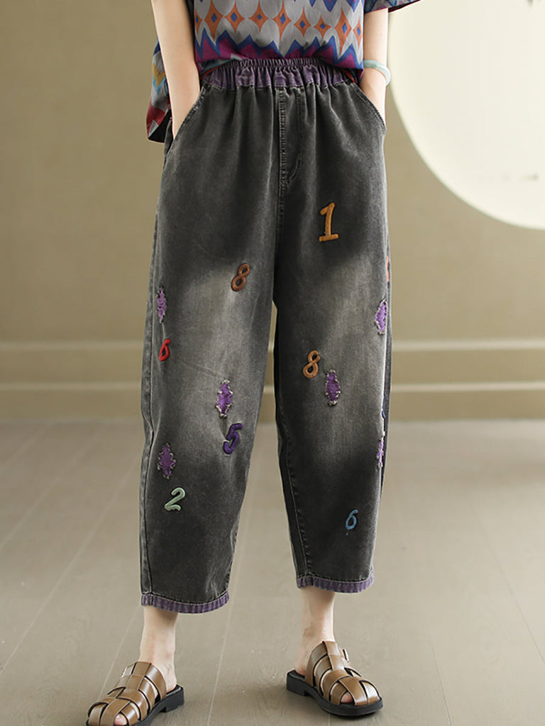 Women Summer Casual Embroidery Denim Pants AS1048 Ada Fashion