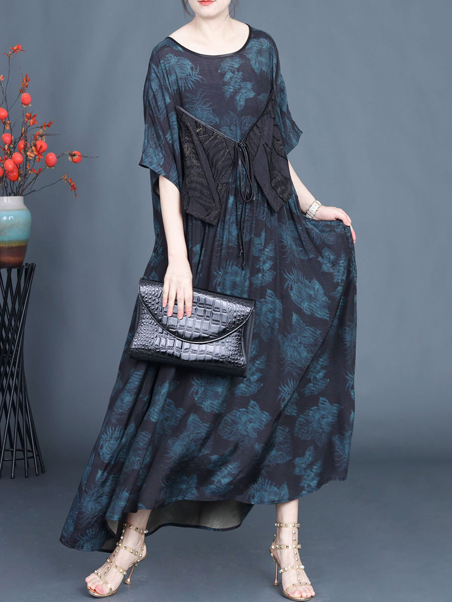 Women Summer Artsy Floral Spliced Strap Maxi Dress AS1039 Ada Fashion