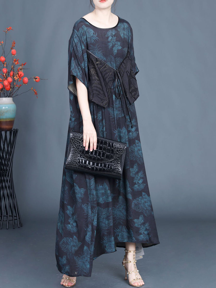 Women Summer Artsy Floral Spliced Strap Maxi Dress AS1039 Ada Fashion