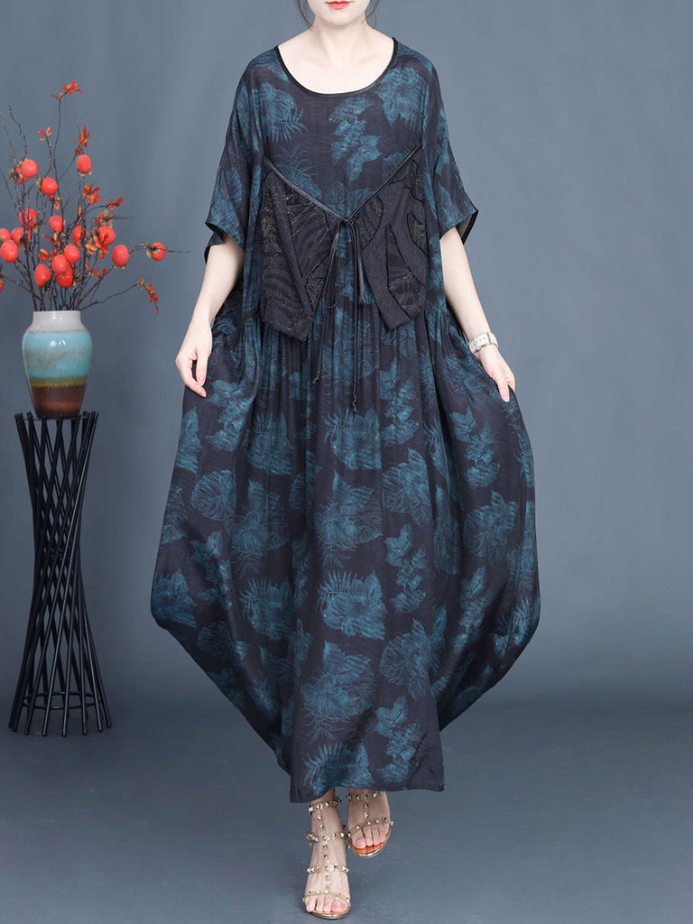 Women Summer Artsy Floral Spliced Strap Maxi Dress AS1039 Ada Fashion