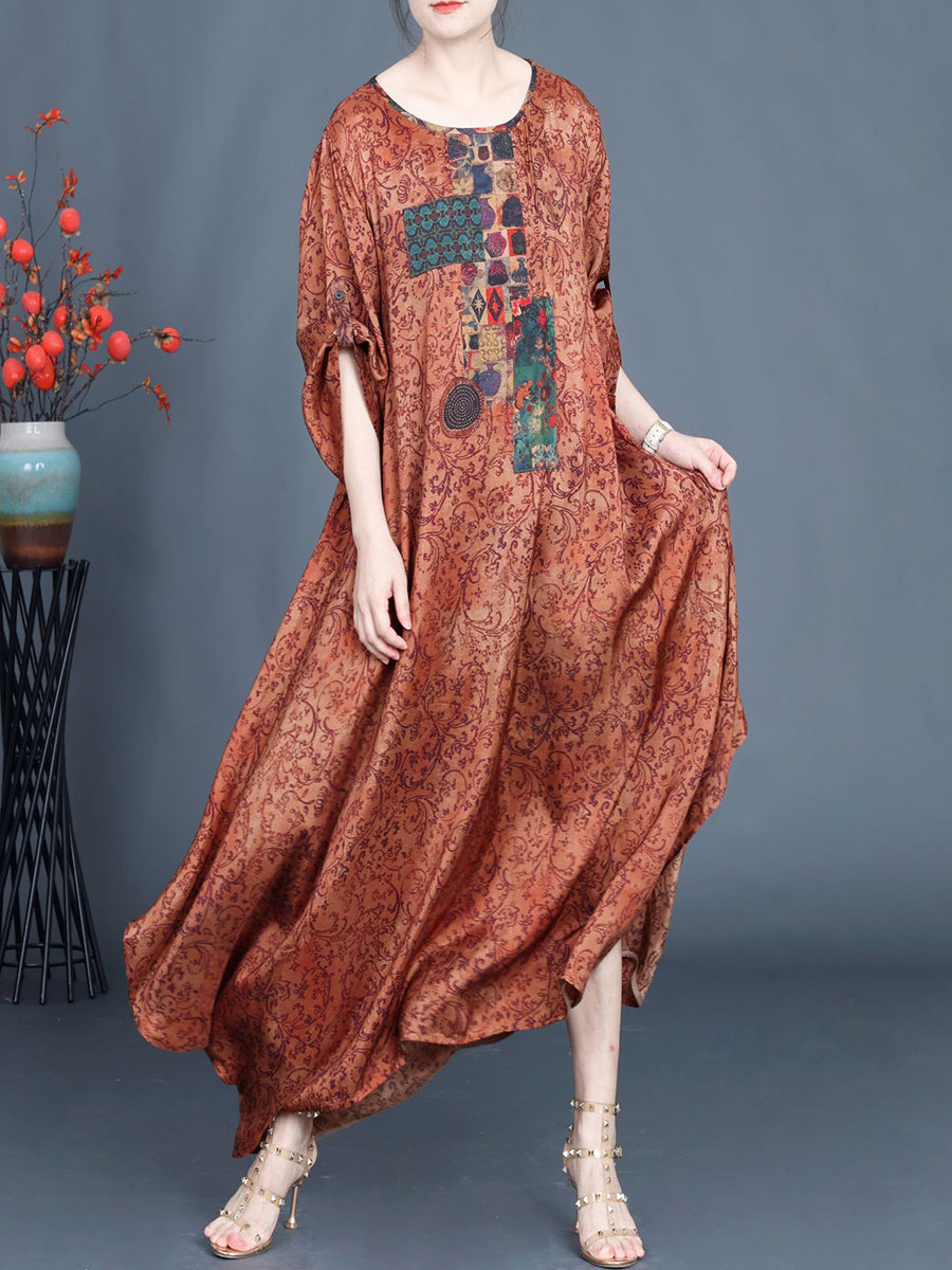 Women Summer Vintage Floral Spliced Maxi Dress AS1038 Ada Fashion