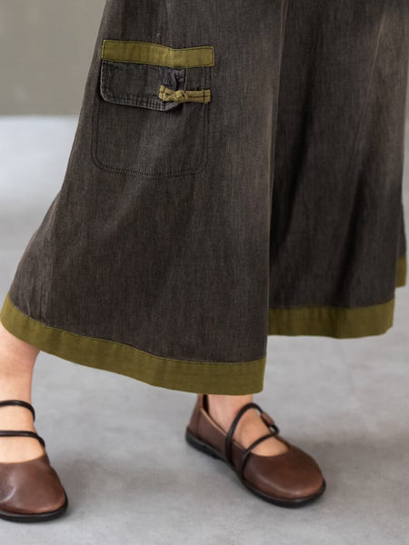 Women Summer Retro Colorblock Embroidery Denim Suits FG1011 Ada Fashion