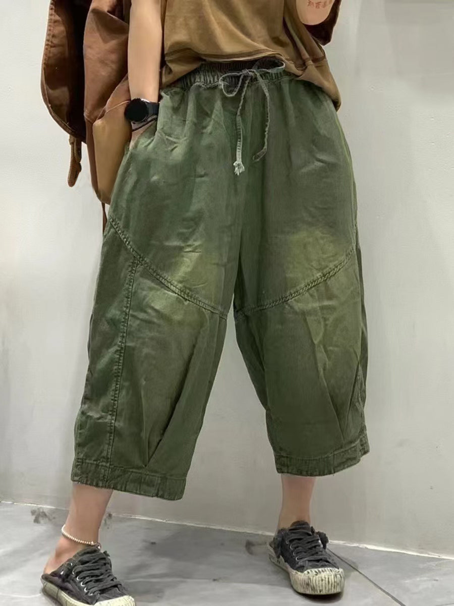 Women Summer Vintage Spliced Loose Harem Pants FG1001 Ada Fashion