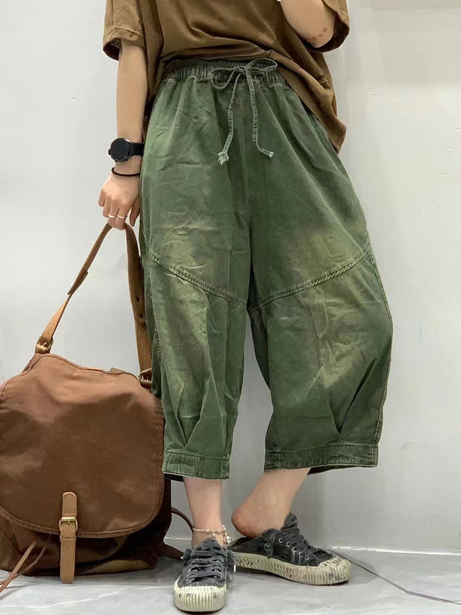 Women Summer Vintage Spliced Loose Harem Pants FG1001 Ada Fashion