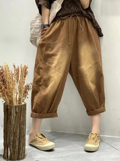 Women Summer Vintage Spliced Loose Harem Pants FG1001 Ada Fashion