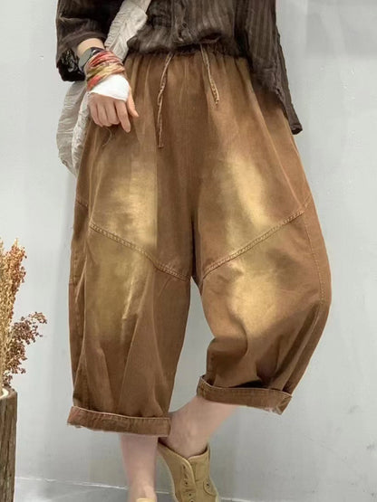 Women Summer Vintage Spliced Loose Harem Pants FG1001 Ada Fashion