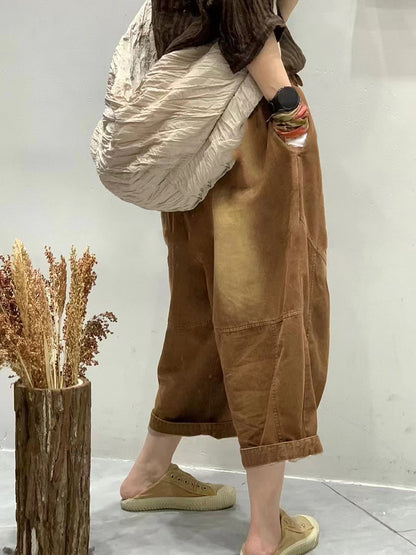 Women Summer Vintage Spliced Loose Harem Pants FG1001 Ada Fashion