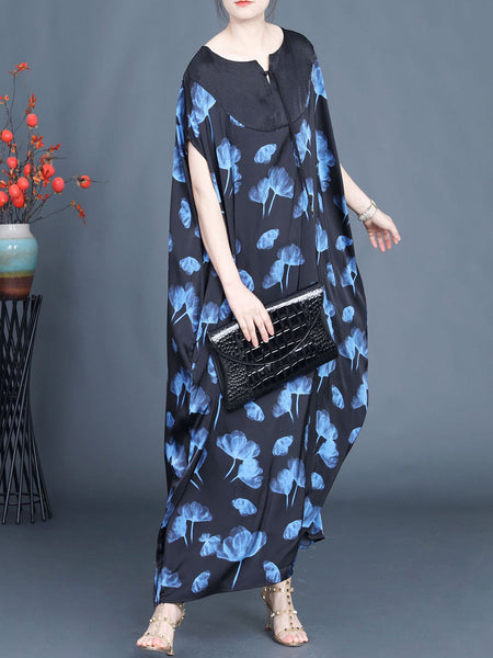 Women Summer Casual Flower Print Spliced Loose Dress FG1036 Ada Fashion