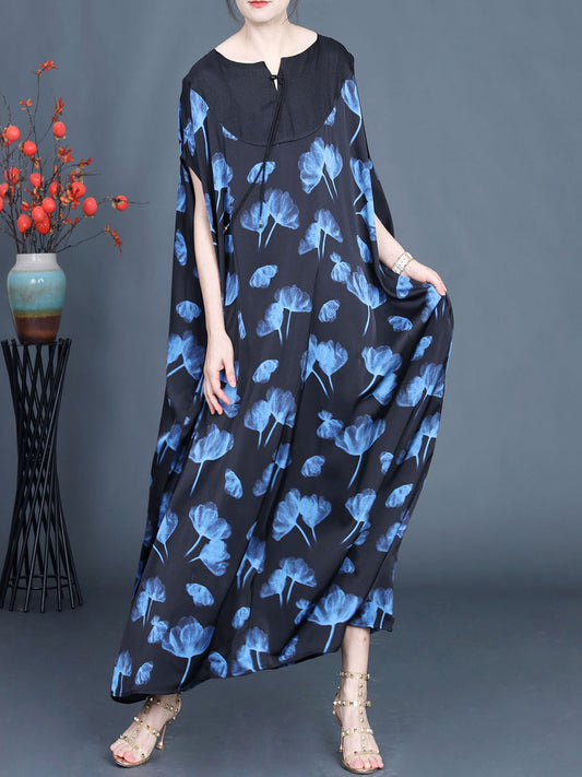 Women Summer Casual Flower Print Spliced Loose Dress FG1036 Ada Fashion