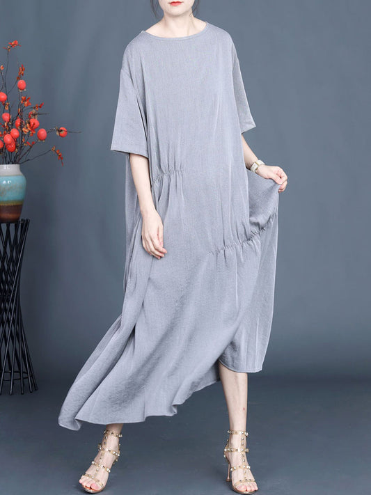 Women Summer Casual Solid Stitching Loose Dress FG1037 Ada Fashion