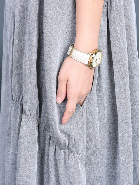 Women Summer Casual Solid Stitching Loose Dress FG1037 Ada Fashion