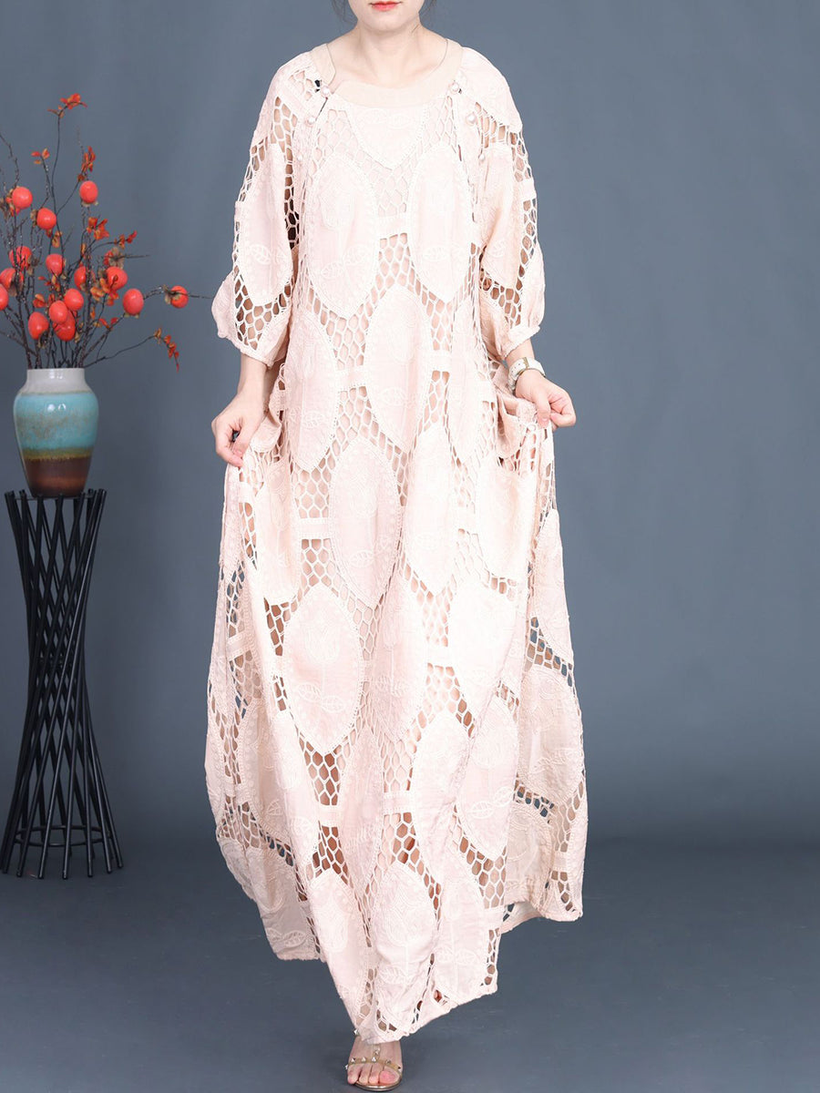 Women Summer Artsy Solid Cutout Maxi Dress FG1038 Ada Fashion