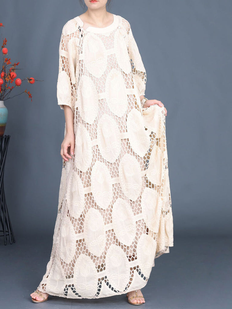 Women Summer Artsy Solid Cutout Maxi Dress FG1038 Ada Fashion