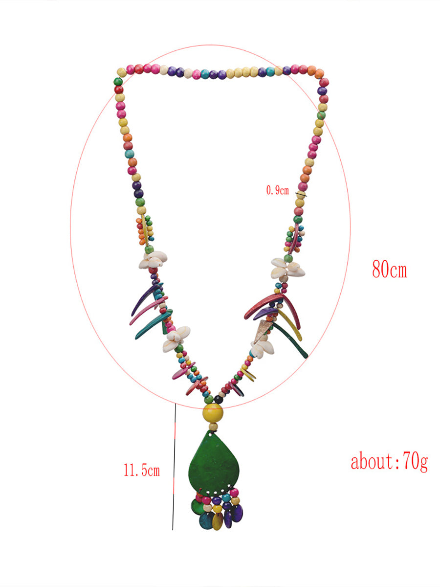 Women Bohemia Colorful Bead Weave Tassel Pendant Necklace FG1020 Ada Fashion