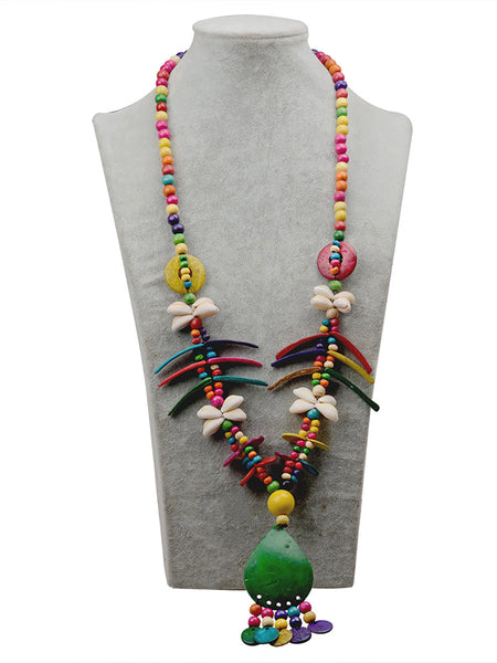 Women Bohemia Colorful Bead Weave Tassel Pendant Necklace FG1020 Ada Fashion