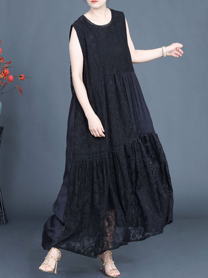 Women Artsy Summer Lace Embroidery Dual-layer Vest Dress ZZ1024 Ada Fashion