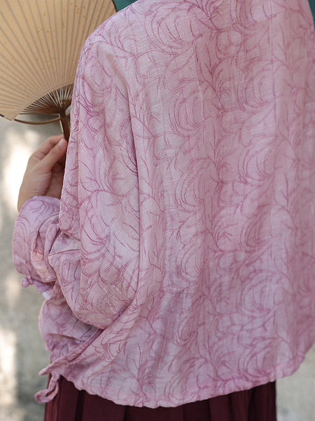 Women Summer Artsy Print Button-up Loose Shirt ZZ1034 Ada Fashion