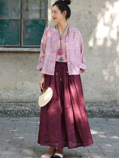 Women Summer Artsy Print Button-up Loose Shirt ZZ1034 Ada Fashion