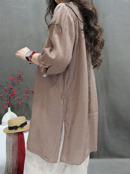 Women Summer Retro Embroidery O-Neck Ramie Shirt BN1037 Ada Fashion