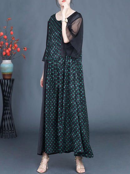 Women Summer Artsy Dot Spliced Loose Maxi Dress BN1044 Ada Fashion